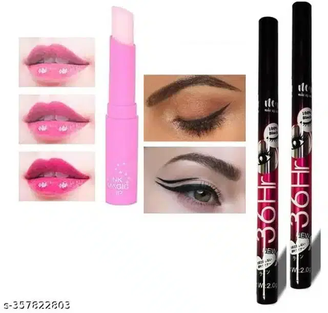 Pink Magic Lip Balm with 2 Pcs Eye Liner, Set of 2
