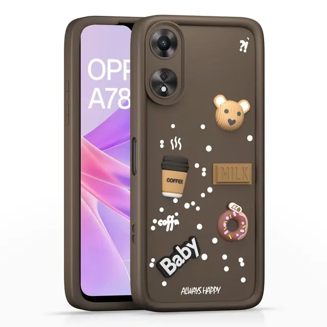 Rubber Mobile Back Cover for Oppo Cph2495 / Oppo_A78 5G, Brown