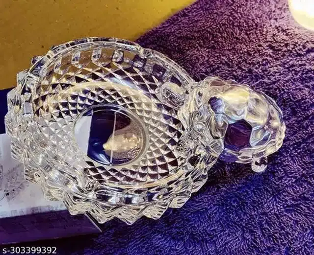 Feng Shui Crystal Turtle with Plate, Transparent, Set of 1