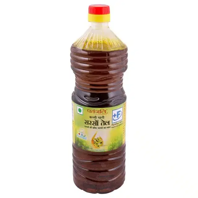 Patanjali Kachi Ghani Mustard Oil 1 L Pet Bottle