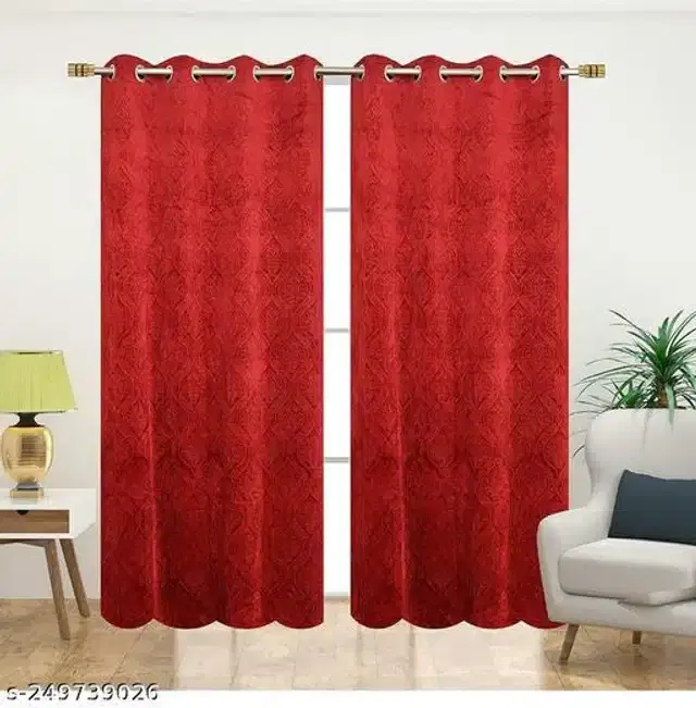 Curtains for Door, Red, 5 Feet, Pack of 2