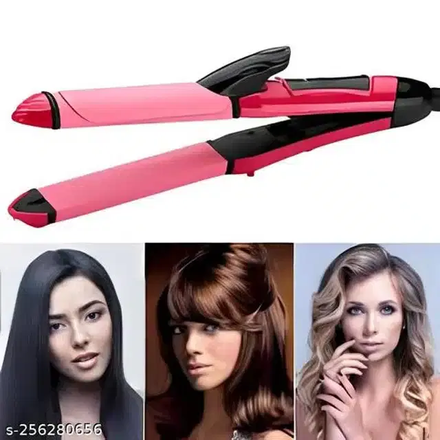 2 in 1 Hair Straightener & Roller, Pink, 50 W