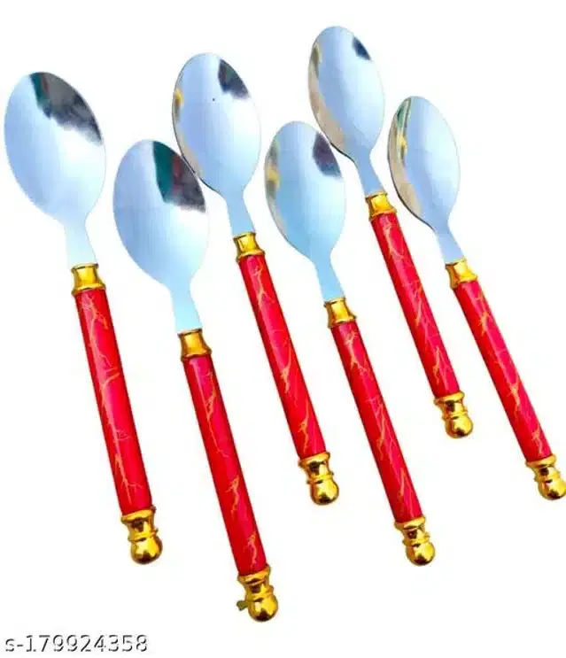 Stainless Steel Spoons, Multicolor, Pack of 6