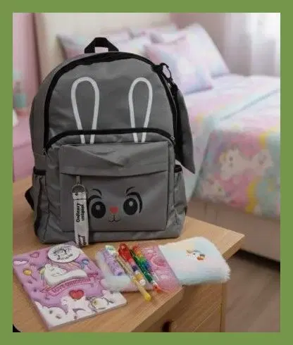 Polyester Backpack, Unicorn Notebook, Plush Journal, & Rainbow Stationery Kit, Multicolour, Set of 1