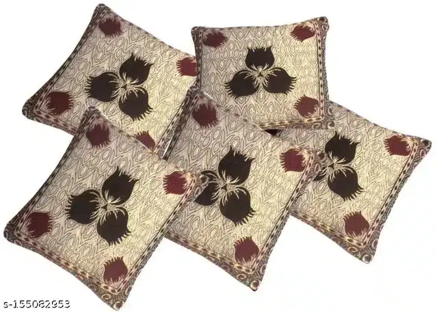 Premium Cotton Cushion Cover, 16x16 inch, Multicolor, Set of 5, A-35