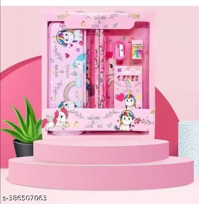 Unicorn Theme Stationery Kit for Kids, Pink