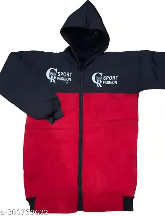 Woolen Jacket for Boys (Red & Black, 5-6 Years)