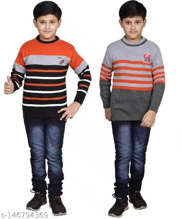 Woolen Sweaters for Boys, Pack of 2 (Multicolor, 11-12 Years)