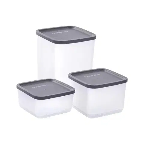 Fresherware Grey Square Containers Set of 3 (750ml, 1150ml, 1950ml)
