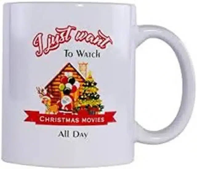 Ceremic Printed Coffee Mug, White, 350 ml