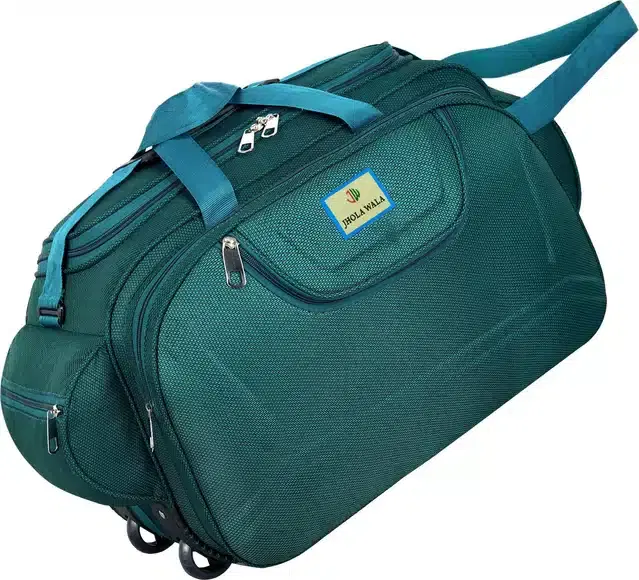 Nylon Traveling Luggage Bag with Wheels, Aqua,60 L