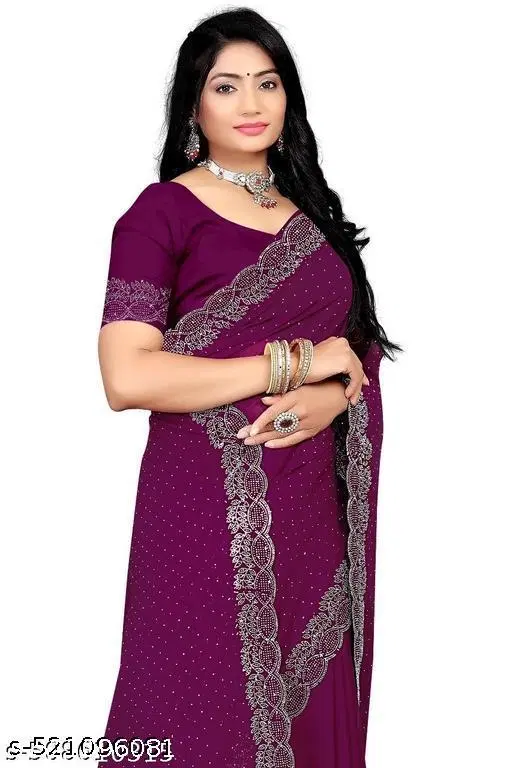 Georgette Saree for Women, Wine (5.5 M)