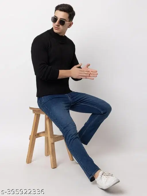 Full Sleeves Sweater for Men (Black, M)
