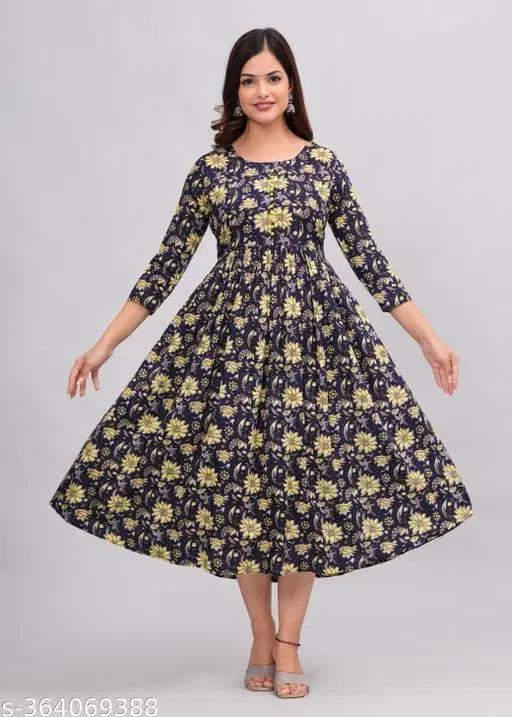 Rayon Kurti for Women, Navy Blue (S)