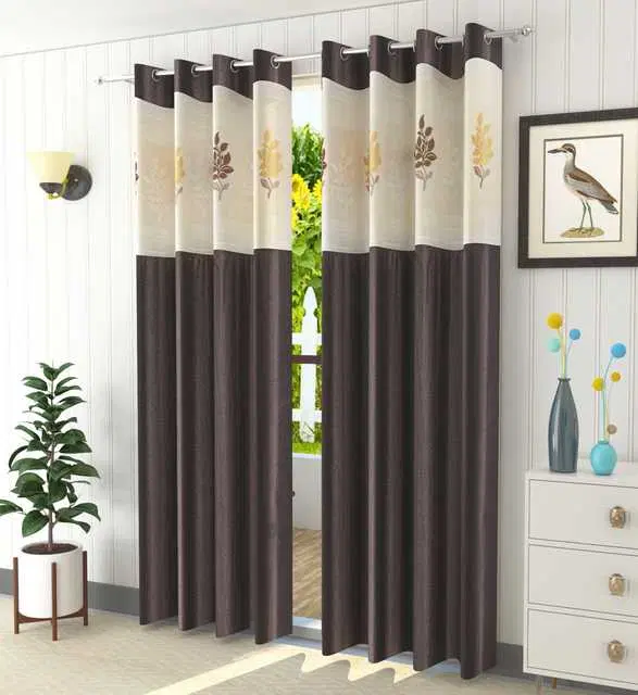 Homefab Polyester Curtains, Coffee Brown, 5 Feet, HF-202