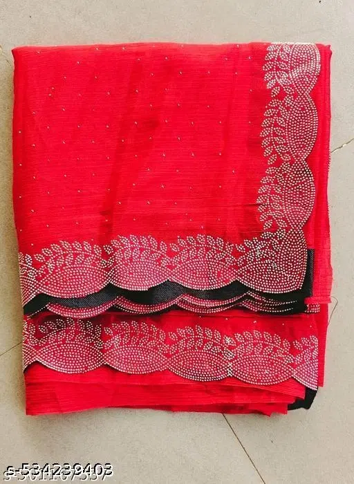 Georgette Saree for Women, Red (5.5 M)