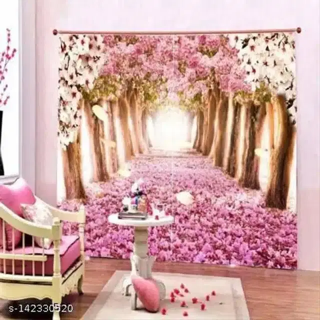 Polyester Window Curtain, Multicolor, 5 Feet, Pack of 2