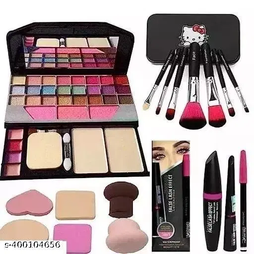 Tya 5024 With 7 Pc Makeup Brush Set + 3 In1 Combo Mascara,Eyeliner,Pencil Blander With Makeup Spong (Set Of 17)