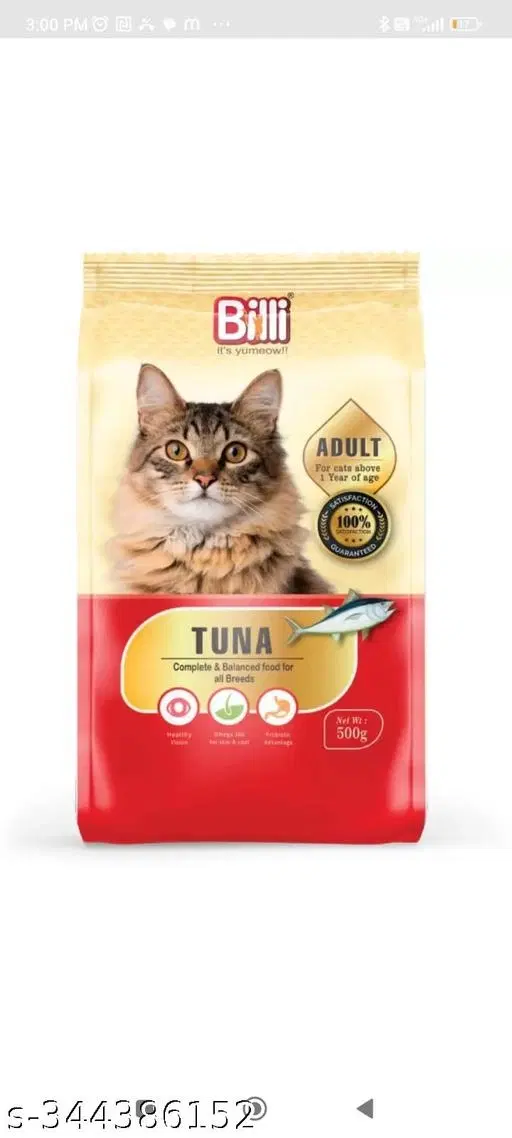 BILLI ADULT TUNA TUNA 500GM__premium cat food for all breeds, 100% complete and balanced nutritional food for all breed cats