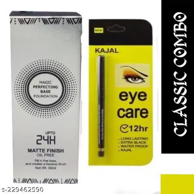 24H Oil Free Nourishing Face Makeup Primer, 50 ml with ADS Sumdge Proof Kajal, Black, Set of 2