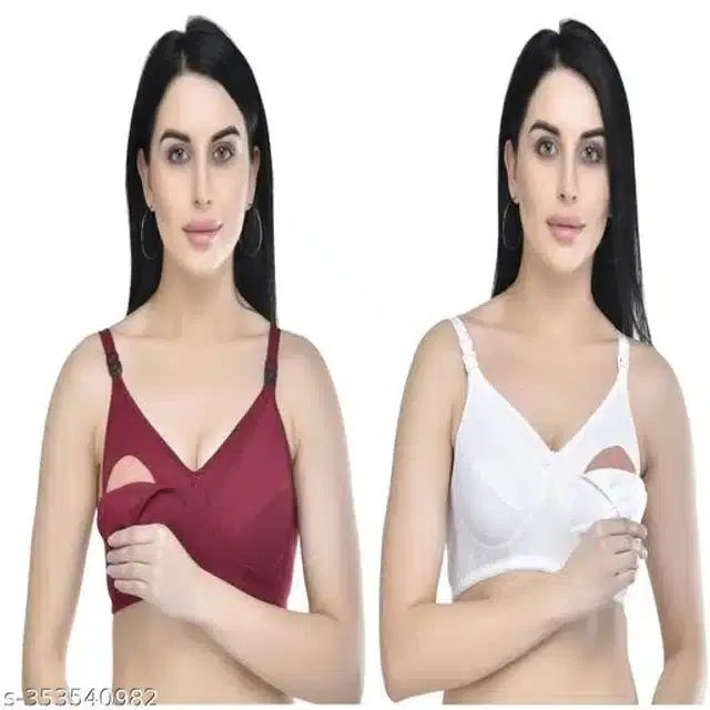 Polycotton Feeding Bra for Women, Pack of 2 (Assorted, 32C)