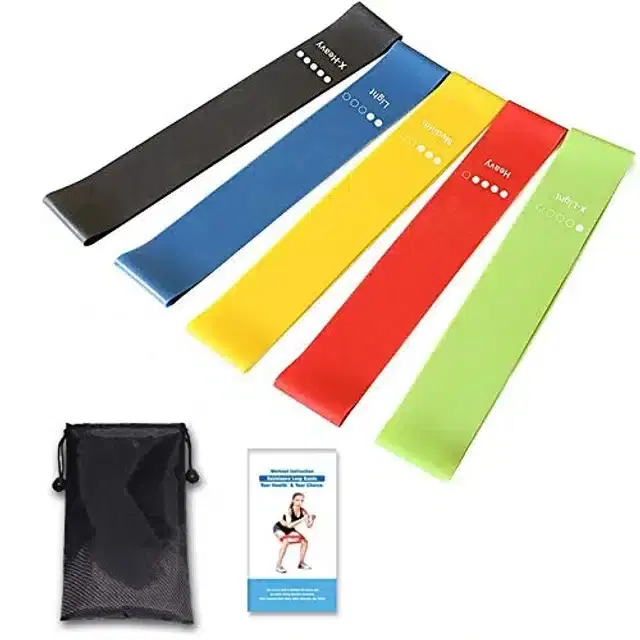 Thick Elastic Bands for Yoga & Gym Fitness Workout, Pack of 5, Multicolor
