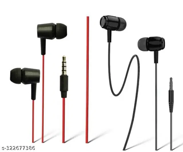 Premium 3.5 mm Jack Wired Earphones, Multicolor, Pack of 2