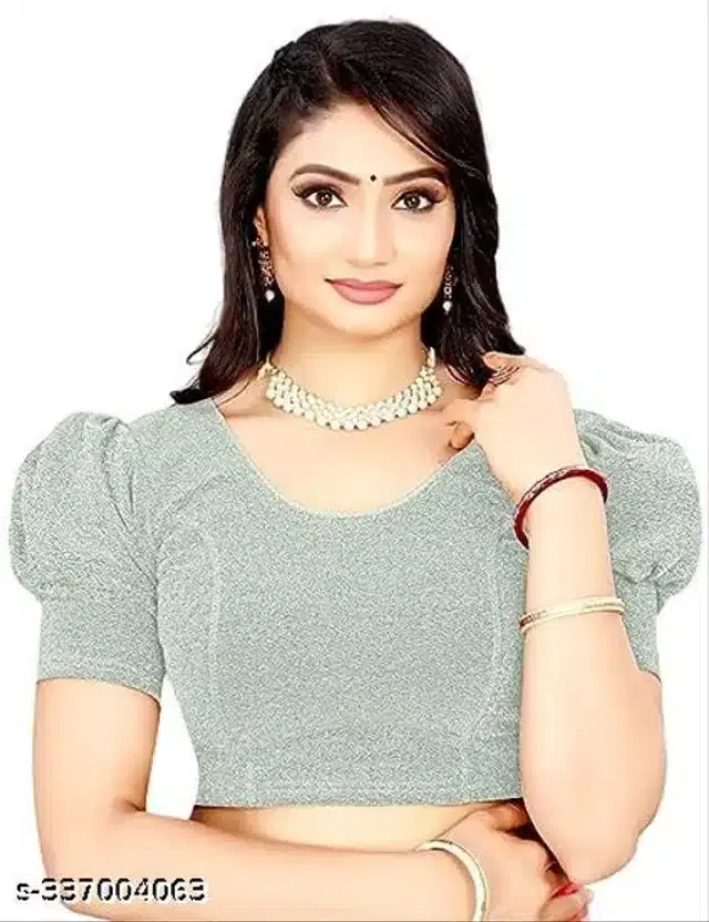 Half Sleeves Blouse for Women (Silver, 28)