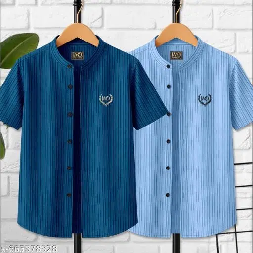 Striped Cotton Blend T-Shirt for Boys (Blue, 7-8 Years)
