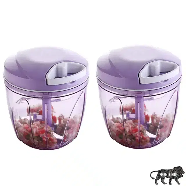 Manual Vegetable Chopper, Pack of 2, 900 ml, Purple