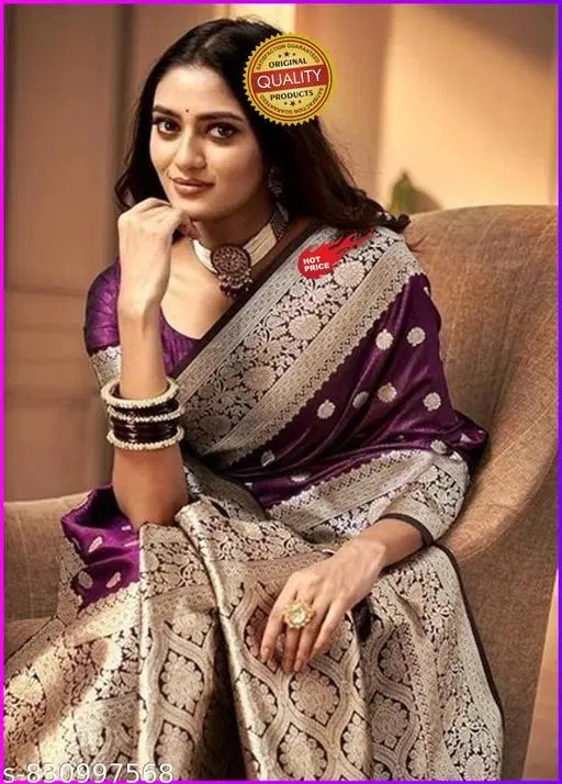 Kanjeevaram Zari Woven Saree for Women (Purple, Free Size)