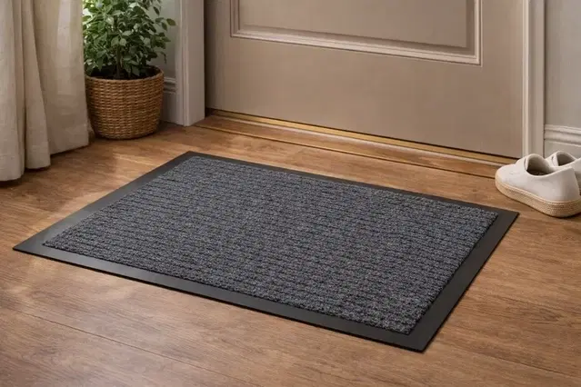 Stripe Charcoal Grey Non-Slip Rubber Backing Felt Doormat 40*60
