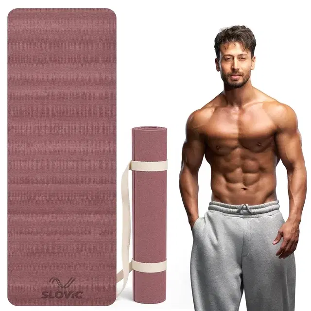 Slovic Eva Yoga Mat With Carry Strap, Wine, 4 Mm