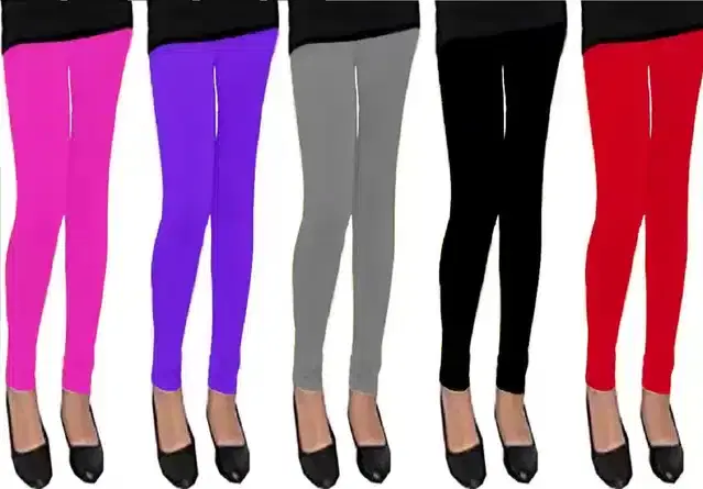 Soft & Comfortable Leggings for Girls, Pack of 5 (Multicolor, 2-3 Years)