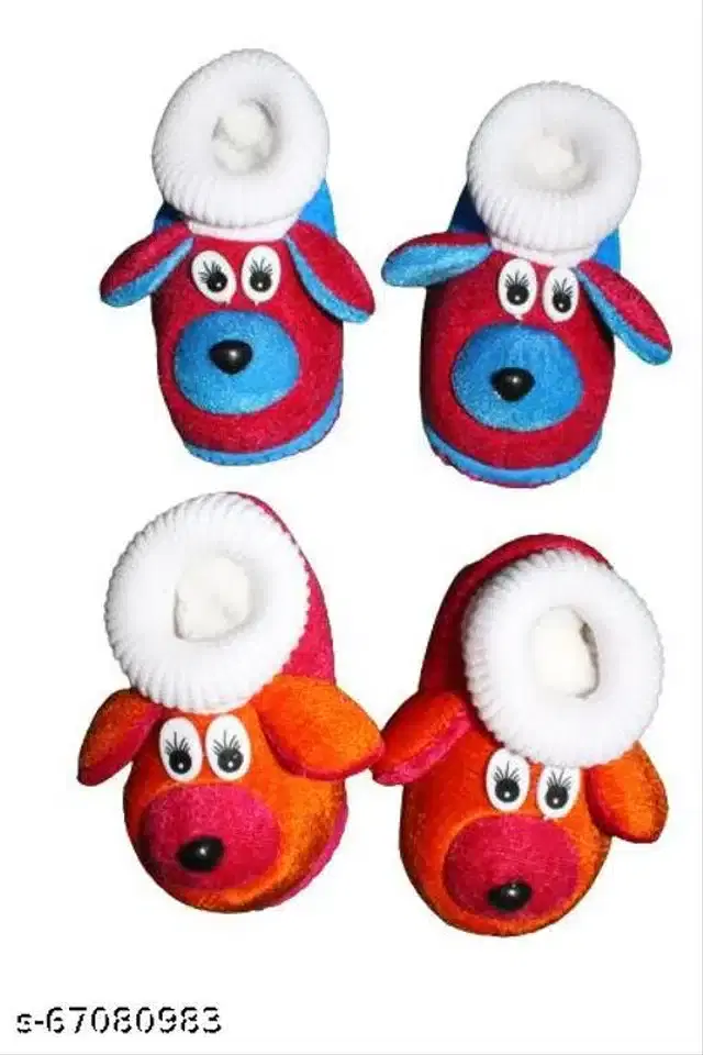 Infants Booties for Kids, Set of 2 (Pink & Orange, 9-12 Months)