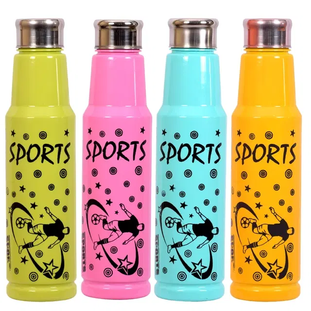 Plastic Fridge Water Bottles for Kids, Multicolor, 1000 ml, Pack of 4