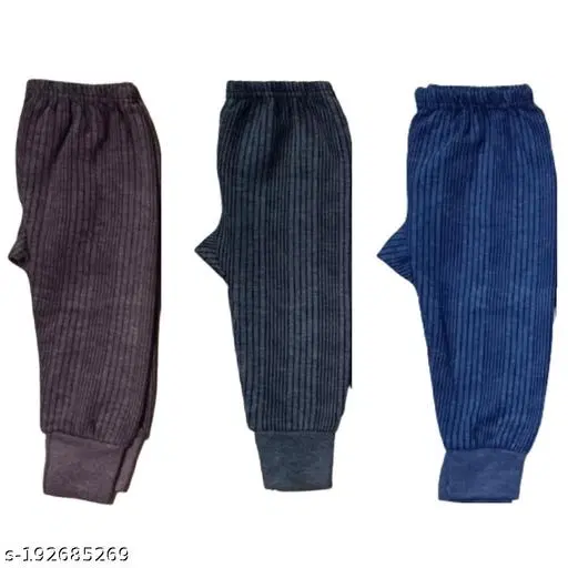 Woolen Thermal Bottomwear for Kids, Pack of 3 (Multicolor, 0-3 Months)