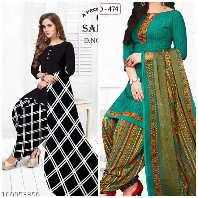 Synthetic Unstitched Dress Material for Women & Girls, Pack of 2 (Multicolor)