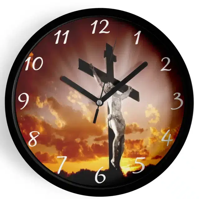 Plastic Jesus Printed Wall Clock, Multicolor, 10x10 Inches