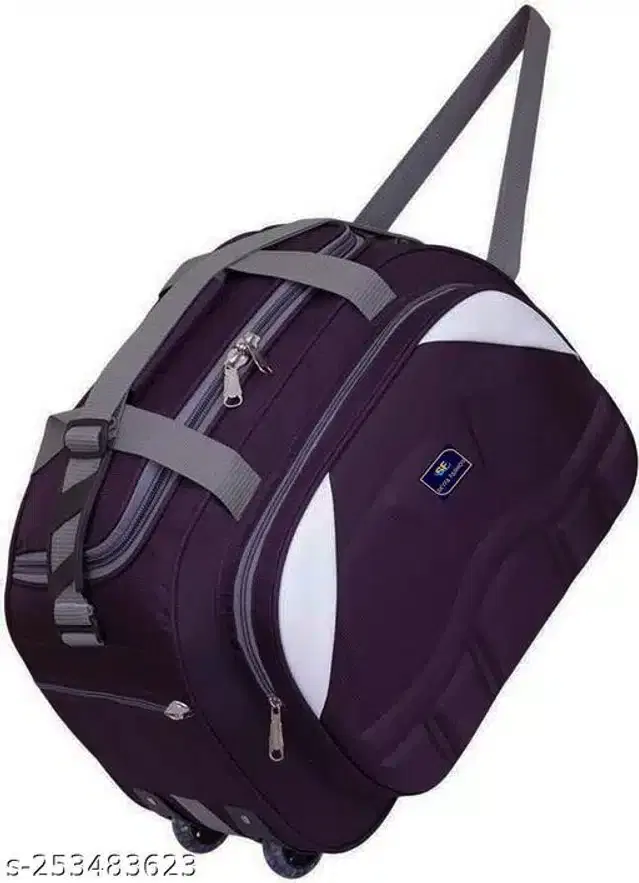 Polyester Strolley Duffel Bag, Purple, 60 L