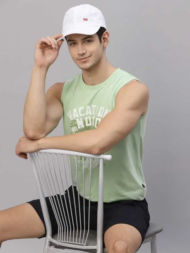 Rigo Sleeveless Printed Vest for Men (Mint, XXL)