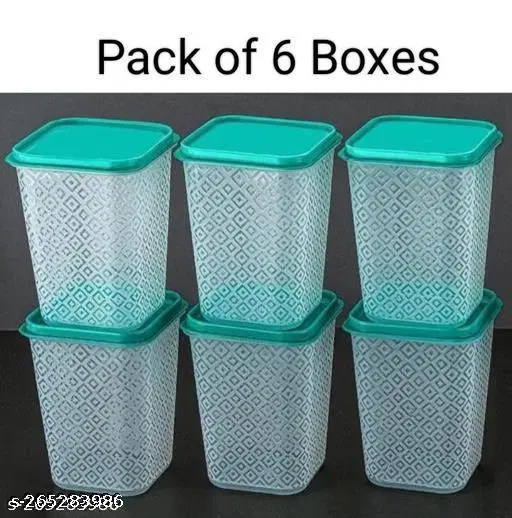 Plastic Storage Containers, White, Pack of 6 (1000 ml)