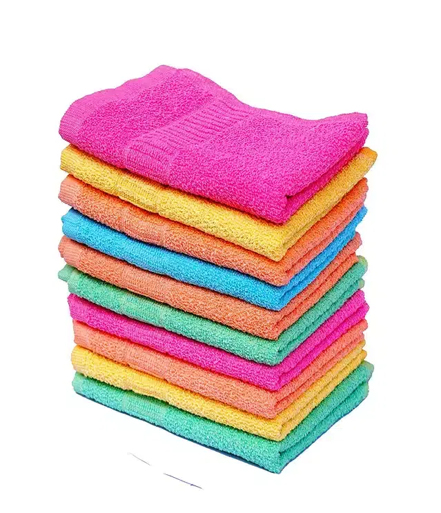 Cotton Super Absorbent Antibacterial Face & Hand Towels, Pack of 10, Multicolor, 14x21 inches