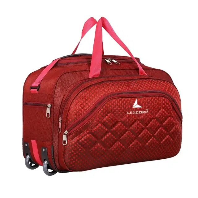 Polyester Solid Waterproof Duffel Bag with Wheels, Red, 60 L
