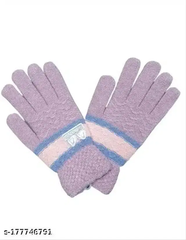Woolen Winter Gloves for Women (Lavender, Free Size)