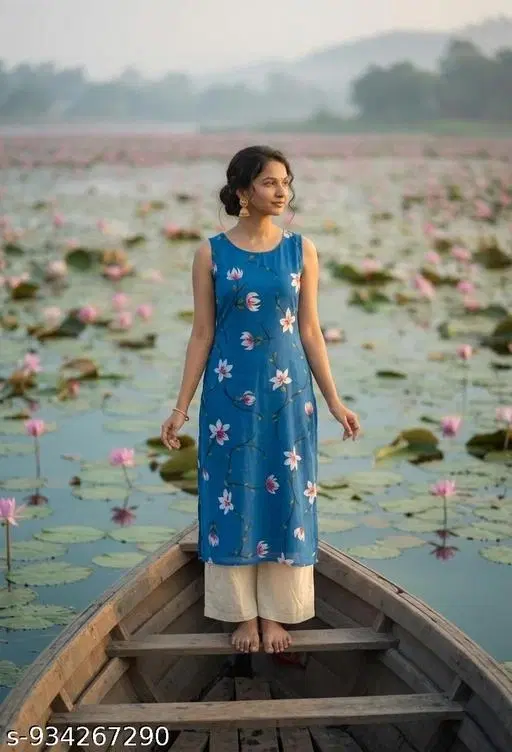 Straight Kurti for Women (Blue, S)
