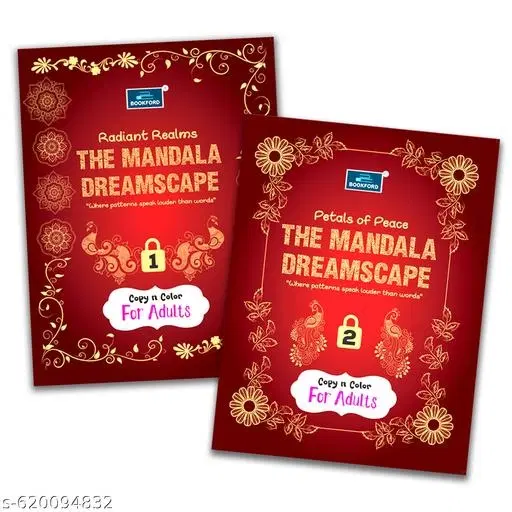 Dreamscape Radiant Realms & Petals of Peace– Mandala Colouring Book Set Part 1 & 2, Set of 2