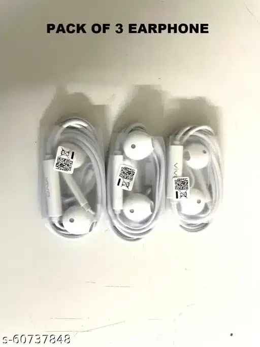 Plastic Super Cool Bass Wired Earphones, White, Pack Of 3, Dv-06
