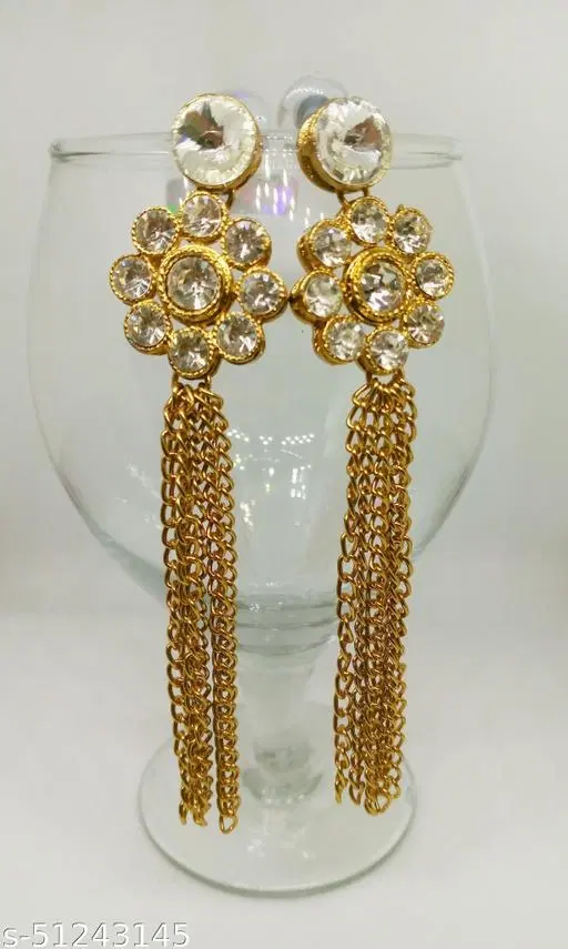 Alloy Kundan Earring for Women & Girls, Golden