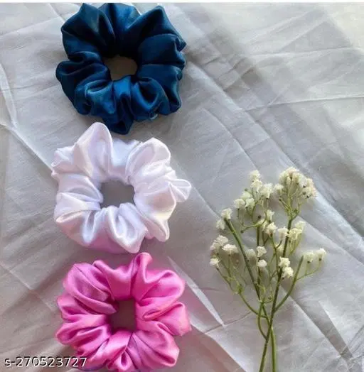 Pure Silk Scrunchies for Women, Pack of 12 (Multicolor)